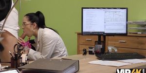 VIP4K. Stranger working in the loan office satisfies girls for sex