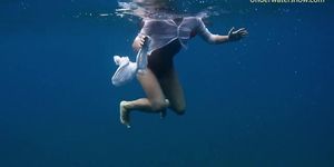 Tenerife girl swim naked underwater