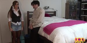 CFNM amateur handjob girl jerks cock in hotel room