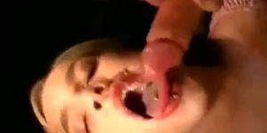 Blonde Teen Catching Cum With Her Mouth