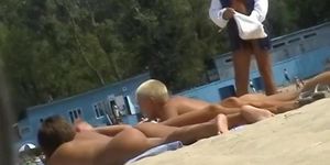 Spycam on beach recording hot naked amateur booties