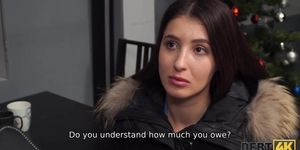 DEBT4k. Girl owes money and she is fucked after the debt collector finds her