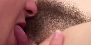 Huge natural hangers with hairy pussy (John Strong)