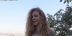 Beauty 19yo small titted chick tricked and fucked outdoor