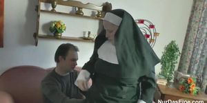 German Young Boy seduce Granny Nun to Fuck Him