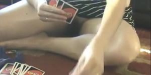 sis showing pussy to brother while playing cards at home