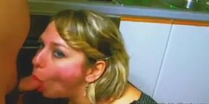 Big and beautiful housewife does a deep throat