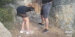 Fucking my stepsis outdoors and cumming on her pussy