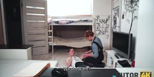 TUTOR4K. English lesson ends for boy and his gorgeous tutor with sex