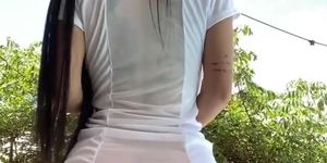 Sexy nurse comes to save us by masturbating outdoor fucking a dildo like a cowgirl | CAM4
