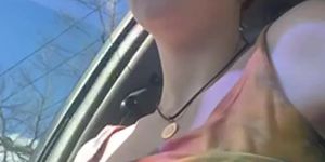 Girlfriend Spraying Milk In The Car