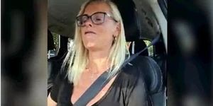 milf show her boobs during  driving