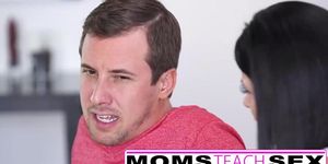 Step mother and son make teen squirt in hot threesome