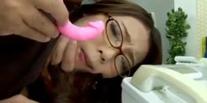 Office girl Ibuki has her shaved pussy teased at work