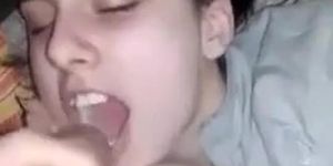 She give me a blowjob and swallows for the first time