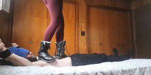 Trampling Femdom in Doc's and barefeet cracking ribs