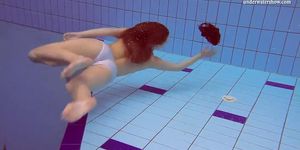 Horny babes swim nude underwater