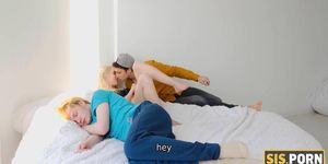 SISPORN. Teen blonde has sex with stepbro near her relaxed bf