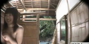 Subtitled Japanese ENF outdoor bathhouse exhibitionist