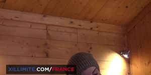 Young blonde gets fucked in the chalet after skiing