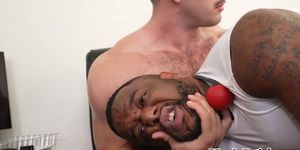 MANLY FETISH - Black submissive hunk  office barebacked by muscled IR top