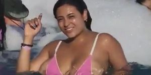 Huge nipples in pool