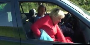 Old granny fucked in the car