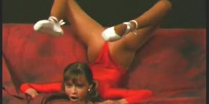 Flexible Carmen posing in nylon