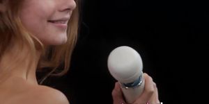 Barely legal lady toys her little pussy with big vibrator (Asuna Fox, Asuna Rose)