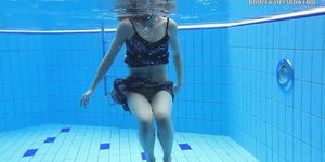 Alone in the public pool completely naked babes from Russia