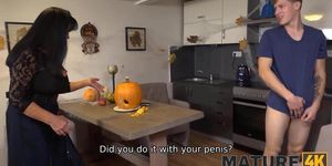 MATURE4K. Mature woman is banged by her perverted stepson on Halloween