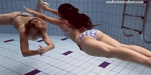 Russian hot teens swim nude underwater