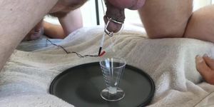 Wife uses e-stim and prostate massage to milk him