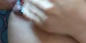 Squirting milf’s black hairy pussy