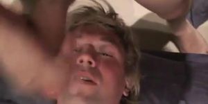 Fucking the twinks mouth and cumming on his face