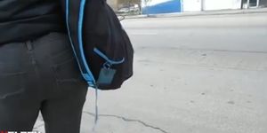 Cum On Phat Booty PYT At The Bus Stop