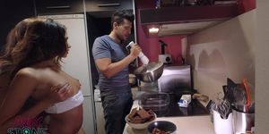 Latin American LESBIANS, cooking channel STRIPTEASE - (Andy Stone, Frida Sante, Baby Nicols)