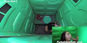 Chick With Red Hair Sucks Dicks At A Porta Potty