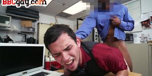 IR bottom stud assfucked by BBC hairy cock hunk in office