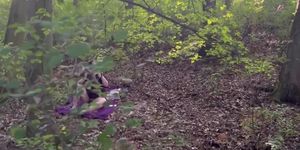 Fat Hairy Girl Masturbates In The Forest