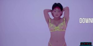 Neon lingerie looks super hot on curvy short hair latina MILF Mia Valentine