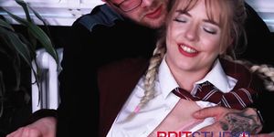 Gorgeous 18 Year Old In School Uniform Edged With A Fucking Machine