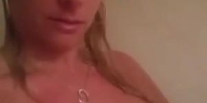 Blonde with big boobs teases first and plays with vibrator