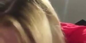 Blonde sex toy deepthroats a dick til it cums in her mouth