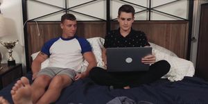 Twink College Gay Drilled in the Bedroom by Hunk Dude