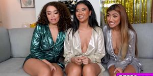 Three hot chiccs settle their resolutions in one go
