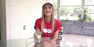 Tiny Blonde Daisy Lavoy Brings Daddy Something to Drink (Conor Coxxx)