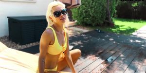 Very hot girl in yellow bikini Zazie (Zazie Skymm)