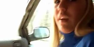 My hot little blonde gf jerks me off in the car