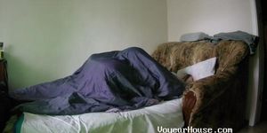 Pussy drilled under the blanket